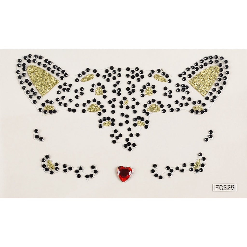 Cat Face Face Diamond Paste Acrylic Diamond Masquerade Ball European and American Makeup Party Painting Cross Border Tattoo Paste Face Paste