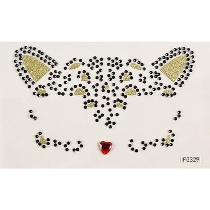 Cat Face Face Diamond Paste Acrylic Diamond Masquerade Ball European and American Makeup Party Painting Cross Border Tattoo Paste Face Paste