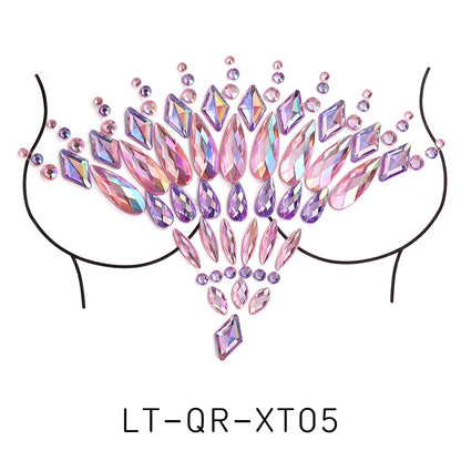 【ready Stock】Body Sticker Acrylic Chest Diamond Sticker Women Fake Tattoo Stickers Rave Party Dance Chest Decoration