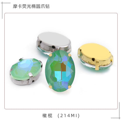 Oval Mocha Fluorescent Four Corner Claw Rhinestone Diy Jewelry Paste Rhinestone Material Shoe Accessories