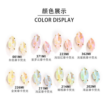 Horseeye 6*12mm/7*15mm Leaf Shape Mocha Fluorescent Quadangle Claw Rhinestone Diy Jewelry Material