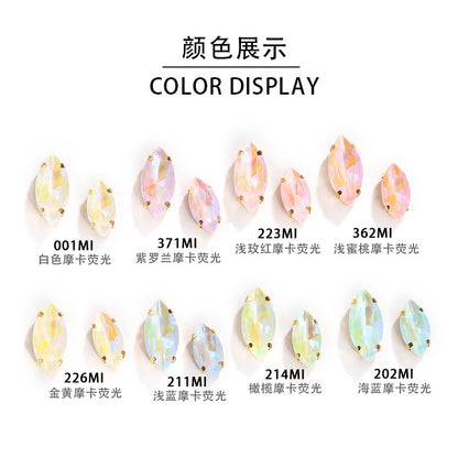 Horseeye 6*12mm/7*15mm Leaf Shape Mocha Fluorescent Quadangle Claw Rhinestone Diy Jewelry Material