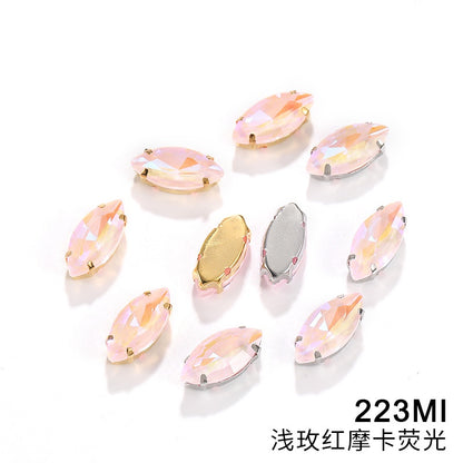 Horseeye 6*12mm/7*15mm Leaf Shape Mocha Fluorescent Quadangle Claw Rhinestone Diy Jewelry Material
