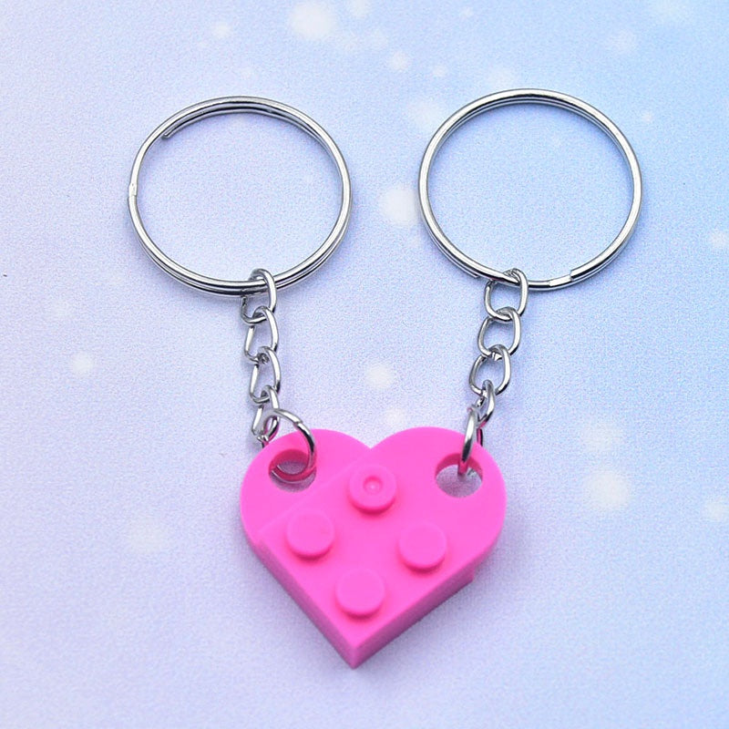 Acrylic Material Creative Building Block Keychain/Keyring 1pcs Pendant Decorative Acrylic Heart Shape Necklace