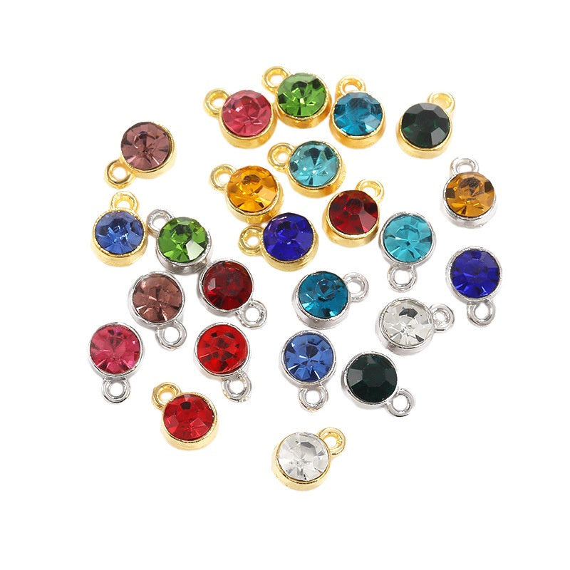 6MM Beads Pendant Shiny Crystal Diamond Glass Rhinestone  with Gold/Silver Zinc Base Necklace
