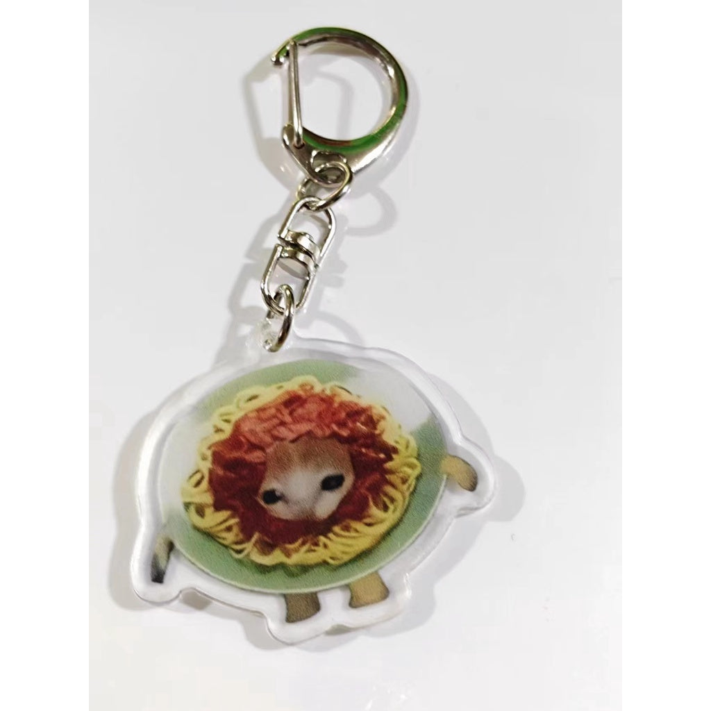 Funny Food Cat Acrylic Keychain Cat School Bag Pendant Transparent Cartoon Gift Keychain