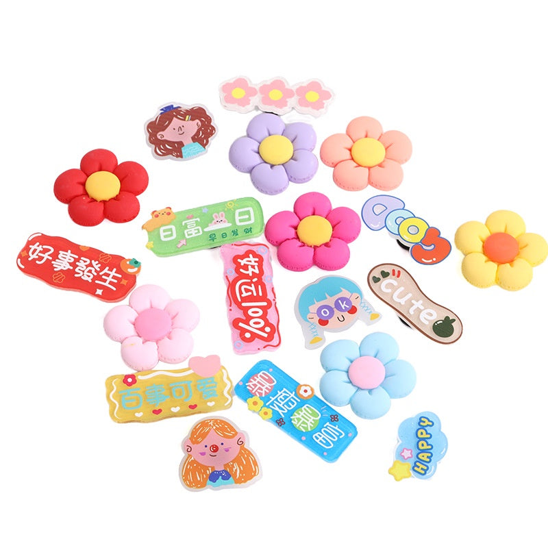 Selling Crocs Diy Accessories Cartoon Cute Girl Head Acrylic Mixed Shoes Flower Shoe Buckle Accessories