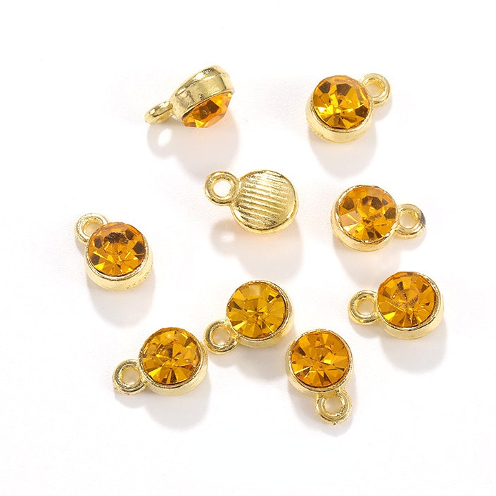 6MM Beads Pendant Shiny Crystal Diamond Glass Rhinestone  with Gold/Silver Zinc Base Necklace