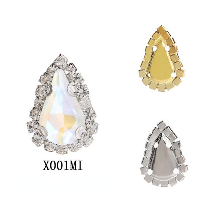 Water Drop Shape 6*10mm/8*13mm Sew on Rhinestone with Golden/Silver Bottom Shiny Crystal for Garments