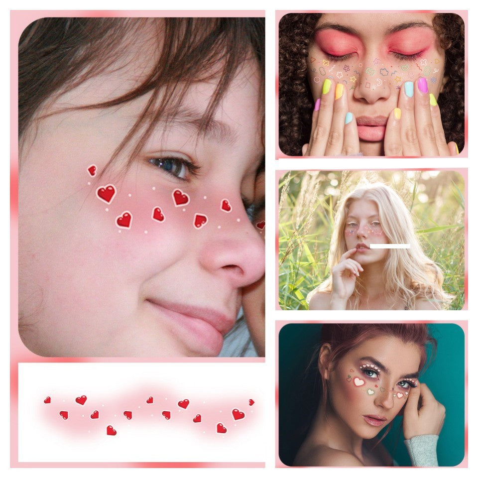 Blush makeup stickers Love Star Tattoo Sticker Cute Girl Face Sticker