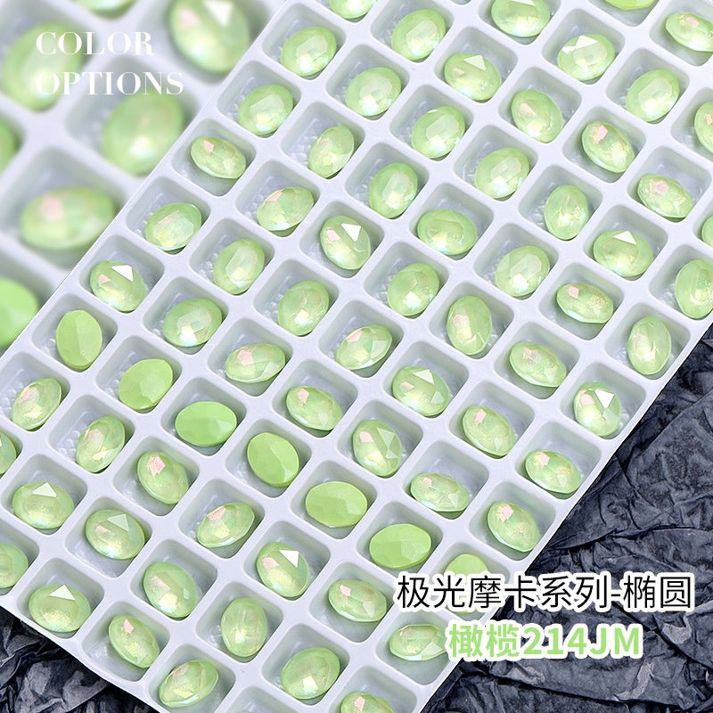 Nail Art Oval Aurora Mocha Pointy Bottom Diamond-rhinrhine-glass Diamond-nail Bag Cap Accessory Decoration DIY