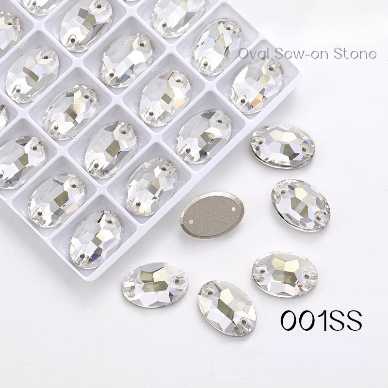 11*16/13*18/17*24mm Oval Shape K9 Glass Crystal Stones Sewing Rhinestones Buttons for Clothes Decoration