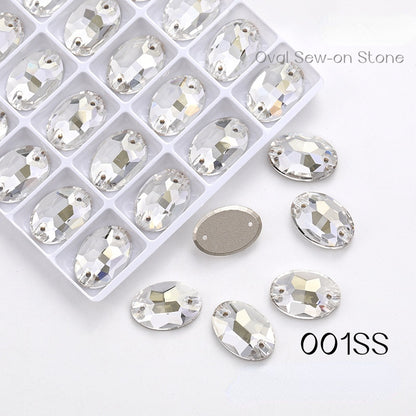 11*16/13*18/17*24mm Oval Shape K9 Glass Crystal Stones Sewing Rhinestones Buttons for Clothes Decoration