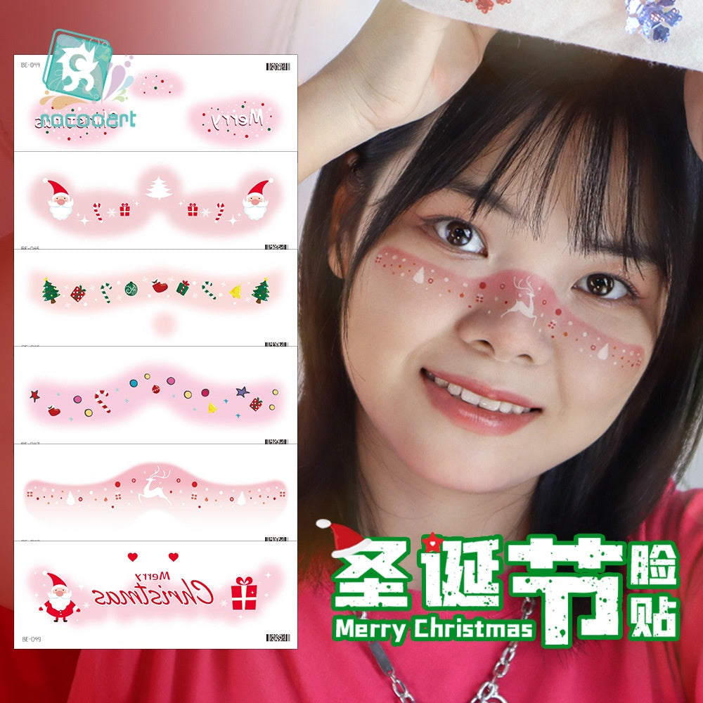 Face Sticker Kids Girls Christmas Sticker Masquerade Makeup Waterproof Tattoo Stickers