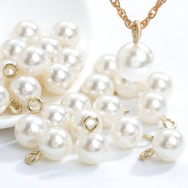 Handmade Jewelry Elegant ABS Shiny Round Pearl Pendant Buckle DIY Earring Necklace Anklet Pendant Accessory