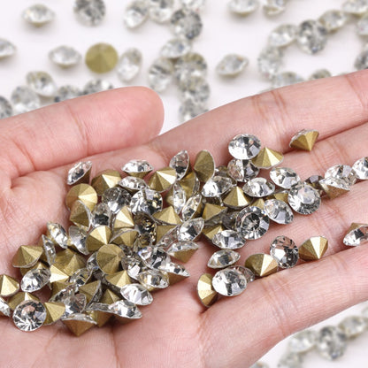 Pointy-bottom White Rhinestone Imitation Czech Rhinestone Diy Accessories Nail Stick Material Nail Rhinestone