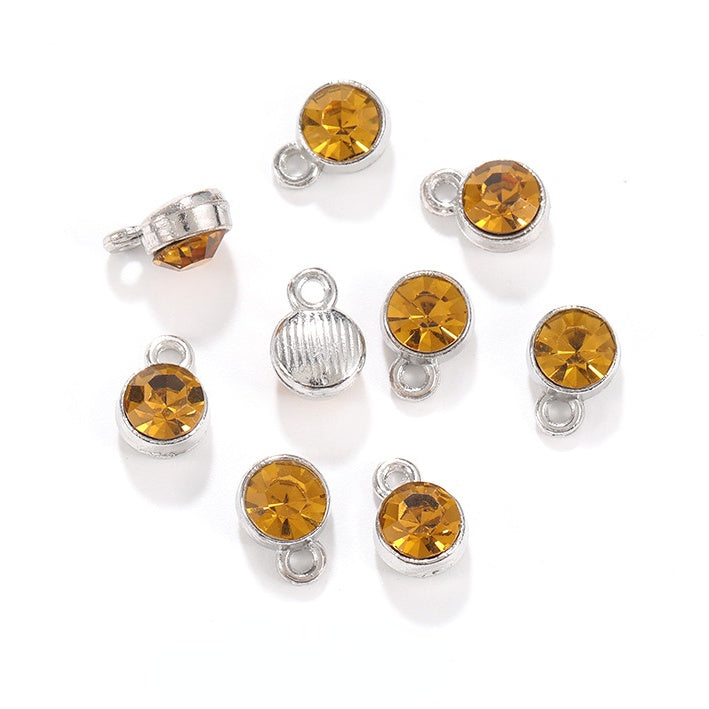 6MM Beads Pendant Shiny Crystal Diamond Glass Rhinestone  with Gold/Silver Zinc Base Necklace