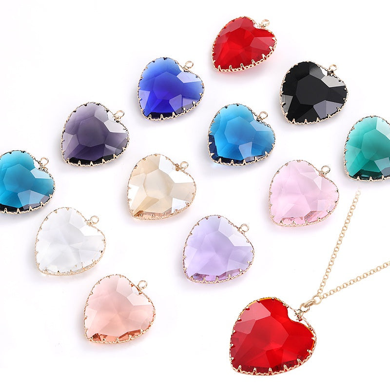 Fashion Transparent Love Heart Crystal Pendant for Earring Necklace Diy Making