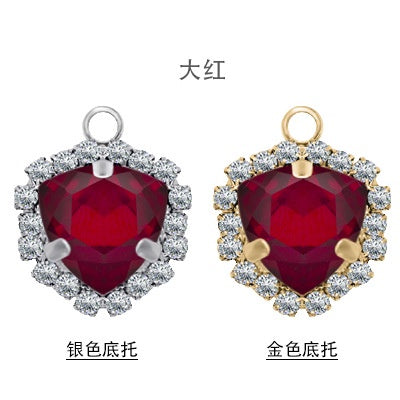 Fat Triangle Diy Necklace Earrings Accessories Pendant Crystal Glass Claw Rhinestone