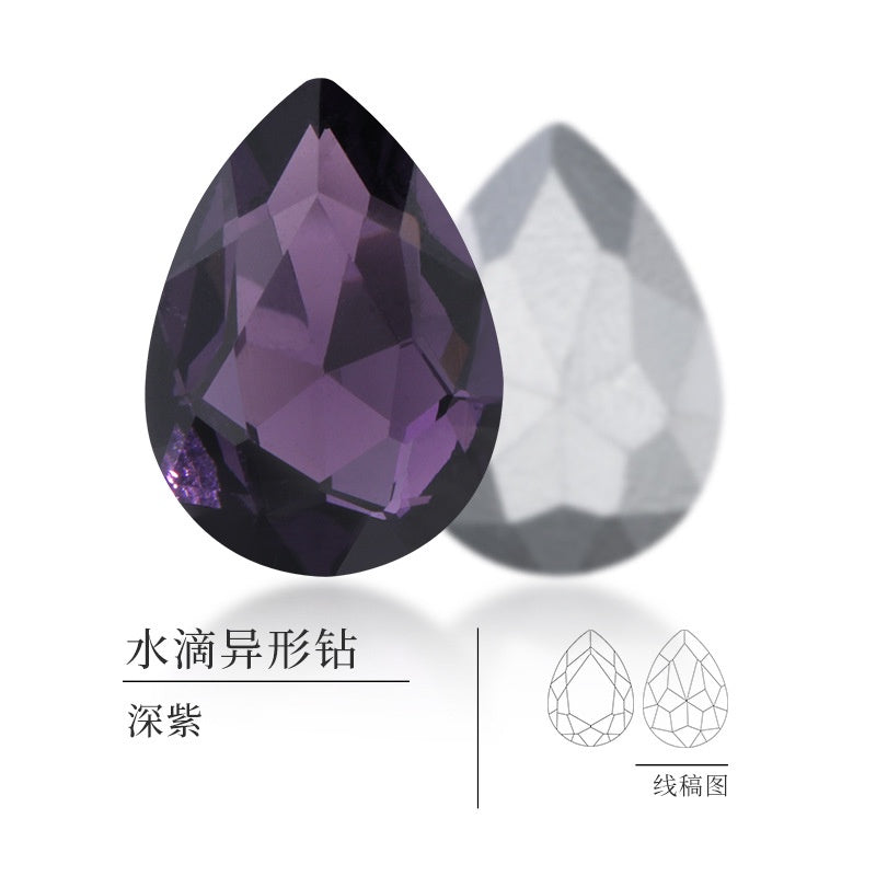 18 * 25Mm water drop shape, manufacturer wholesale glass material water drop crystal rhinestone mobile phone sticker diamond DIY accessories hair accessories handmade material glass diamond beads