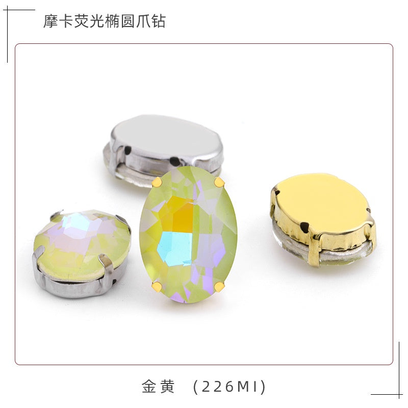 Oval Mocha Fluorescent Four Corner Claw Rhinestone Diy Jewelry Paste Rhinestone Material Shoe Accessories