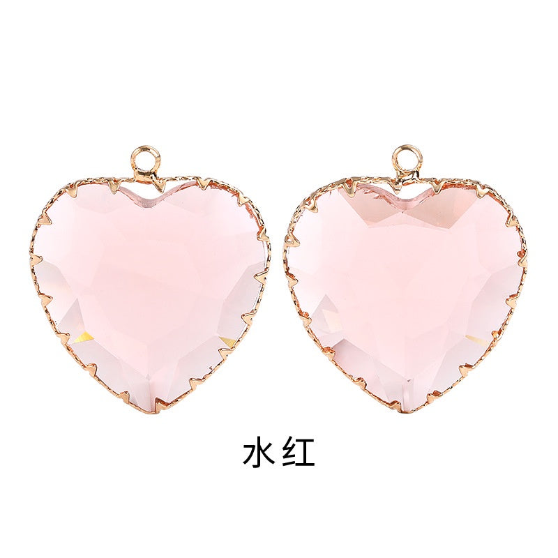 Fashion Transparent Love Heart Crystal Pendant for Earring Necklace Diy Making