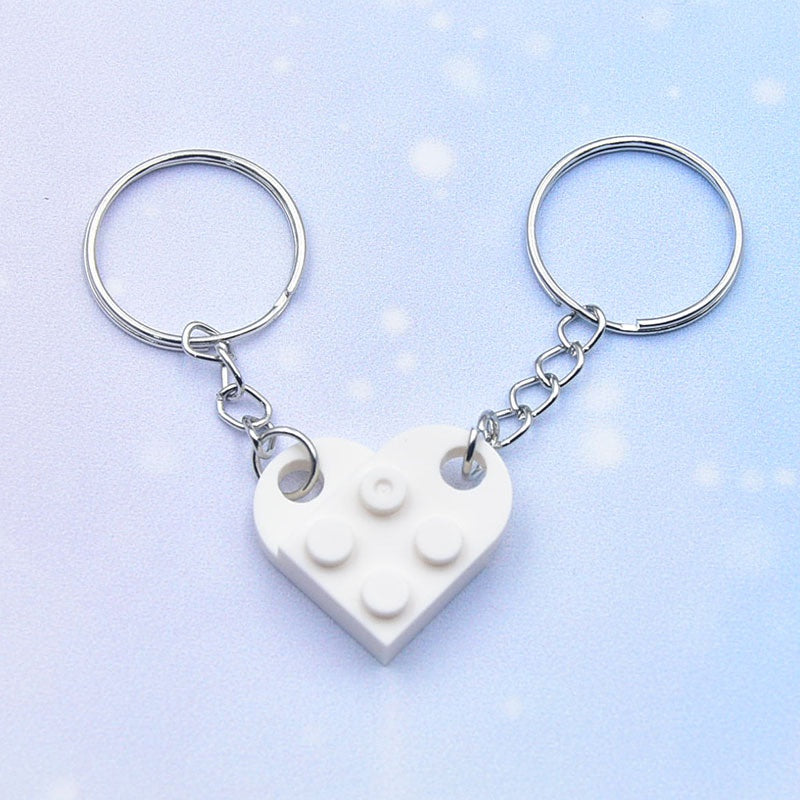 Acrylic Material Creative Building Block Keychain/Keyring 1pcs Pendant Decorative Acrylic Heart Shape Necklace