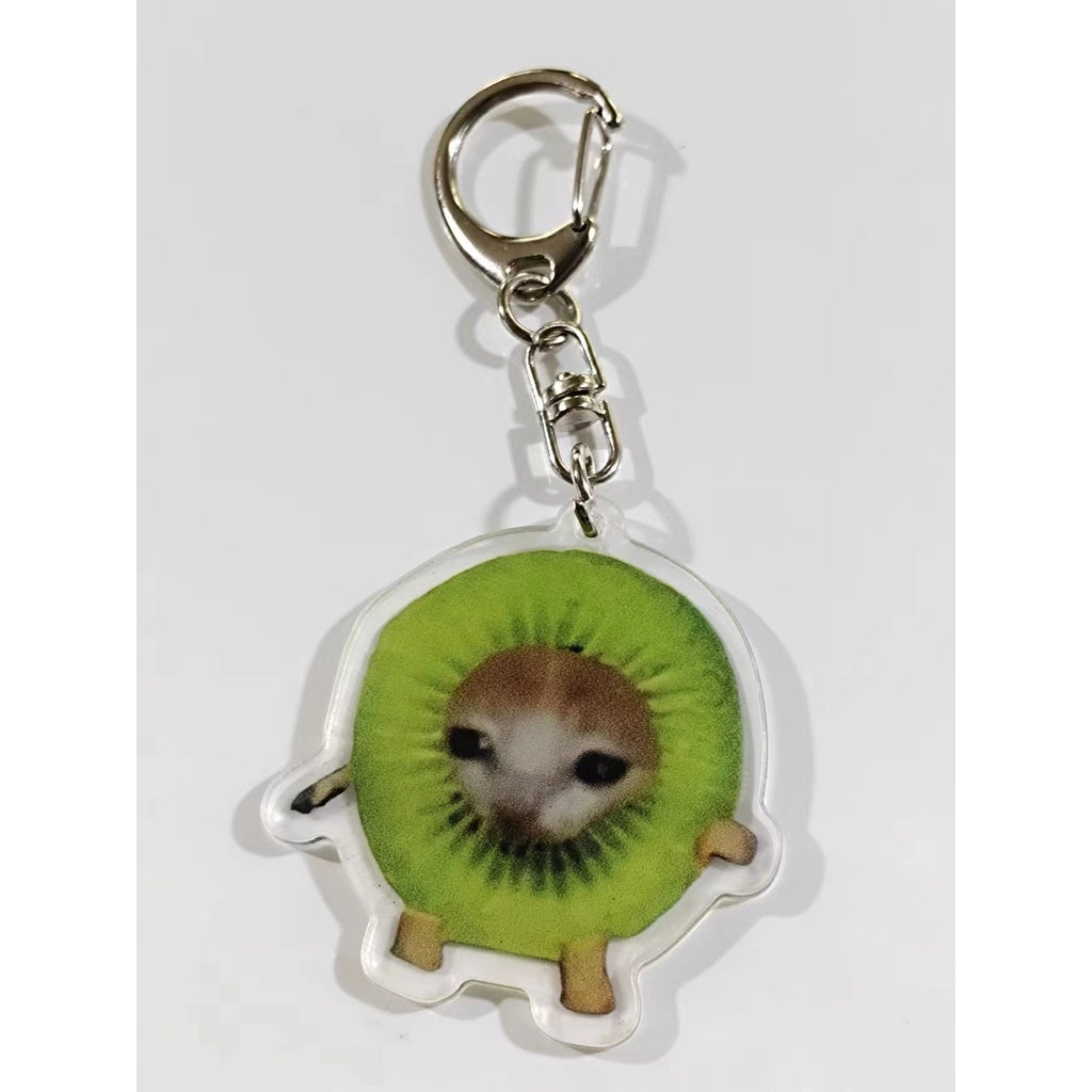 Funny Food Cat Acrylic Keychain Cat School Bag Pendant Transparent Cartoon Gift Keychain