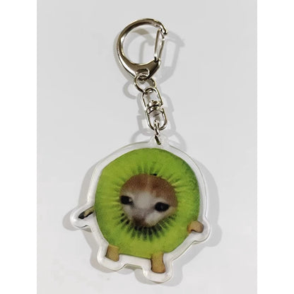 Funny Food Cat Acrylic Keychain Cat School Bag Pendant Transparent Cartoon Gift Keychain