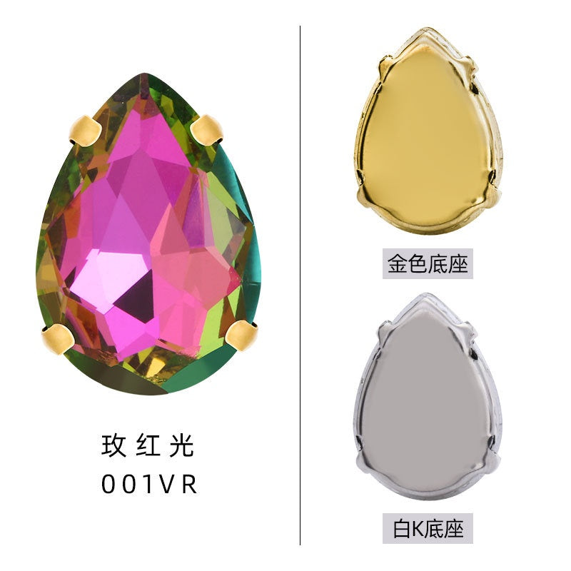10pcs Light Purple Water Drop Four Angle Claw Crystal Hand Sewing Rhinestone Jewelry Accessories Clothing Accessories