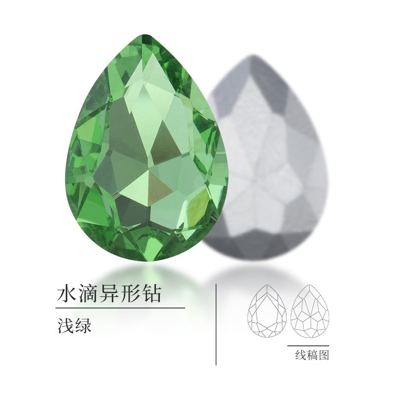 18 * 25Mm water drop shape, manufacturer wholesale glass material water drop crystal rhinestone mobile phone sticker diamond DIY accessories hair accessories handmade material glass diamond beads