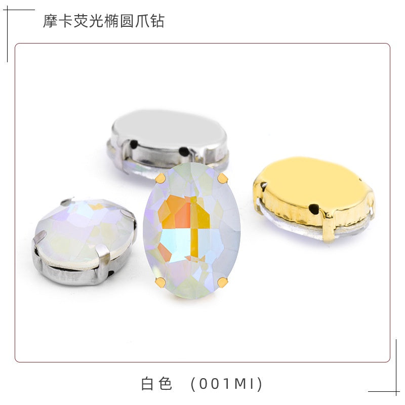 Oval Mocha Fluorescent Four Corner Claw Rhinestone Diy Jewelry Paste Rhinestone Material Shoe Accessories