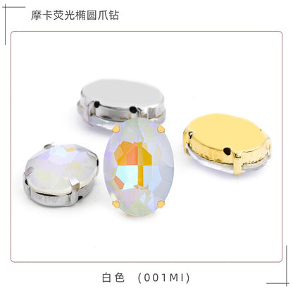 Oval Mocha Fluorescent Four Corner Claw Rhinestone Diy Jewelry Paste Rhinestone Material Shoe Accessories
