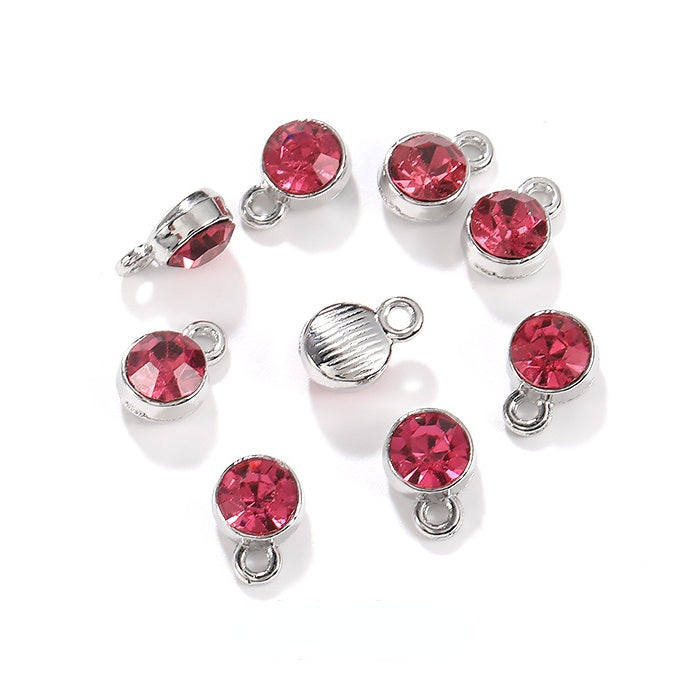6MM Beads Pendant Shiny Crystal Diamond Glass Rhinestone  with Gold/Silver Zinc Base Necklace