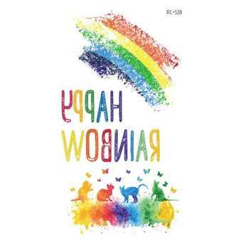 Hyuna Small Fresh Tattoo Stickers Cute Smiley Rainbow Lines Waterproof Tattoo Stickers Instagram Style