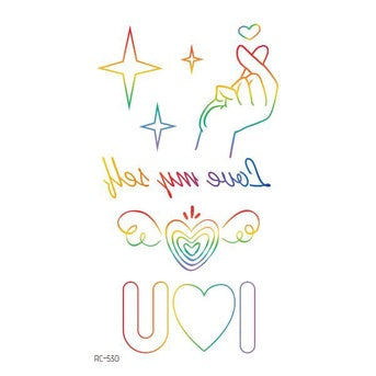 Hyuna Small Fresh Tattoo Stickers Cute Smiley Rainbow Lines Waterproof Tattoo Stickers Instagram Style