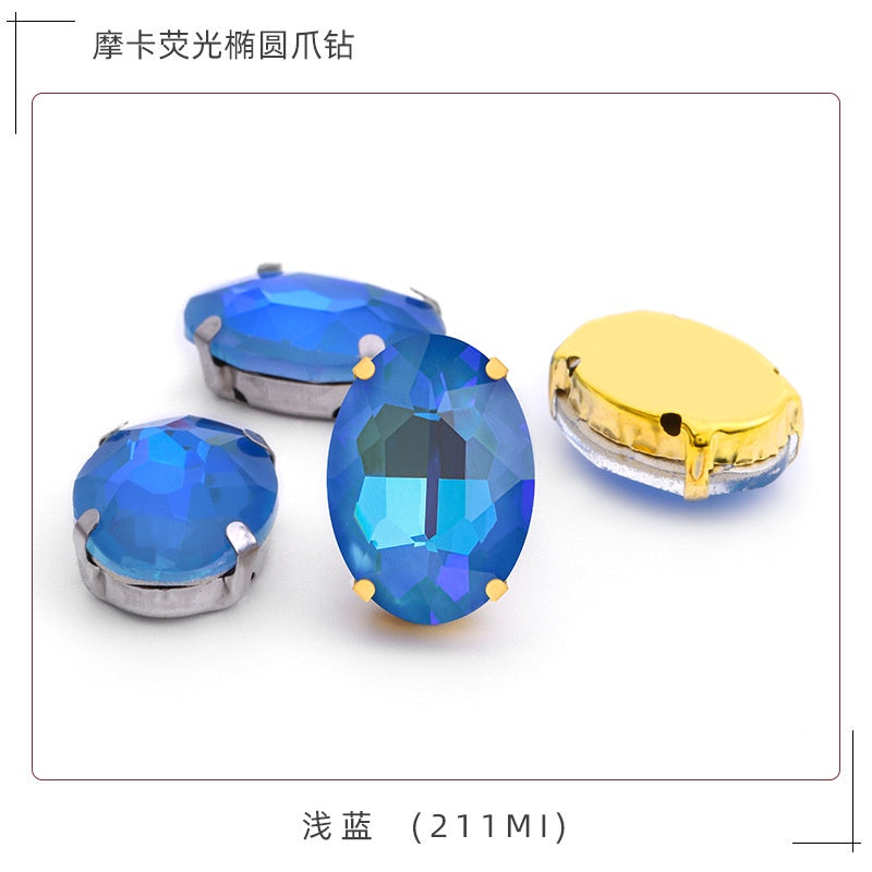 Oval Mocha Fluorescent Four Corner Claw Rhinestone Diy Jewelry Paste Rhinestone Material Shoe Accessories