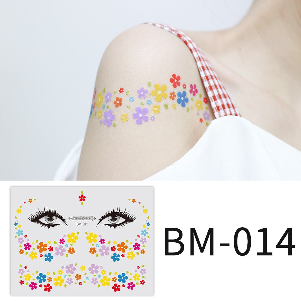Fashion Little Daisy Print Face Stickers Waterproof and Sweatproof Collarbone Arm Temporary Tattoo Stickers
