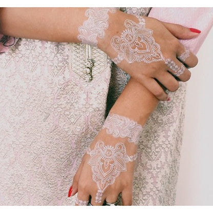 White Lace Tattooed HENNA INSTAN/HENNA TEMPORER Waterproof Indian Floral Geometric Pattern for A Party Wedding