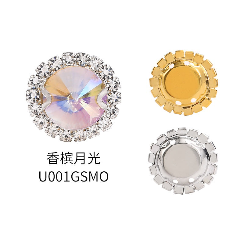 8/10mm Crystal Buckle Golden/ Wihte K Claws Edge Hand-stitched DIY Jewelry Shoe Accessories