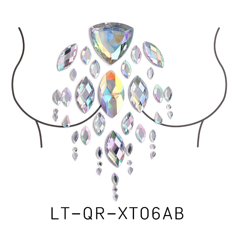 【ready Stock】Body Sticker Acrylic Chest Diamond Sticker Women Fake Tattoo Stickers Rave Party Dance Chest Decoration
