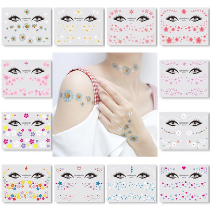 Fashion Little Daisy Print Face Stickers Waterproof and Sweatproof Collarbone Arm Temporary Tattoo Stickers