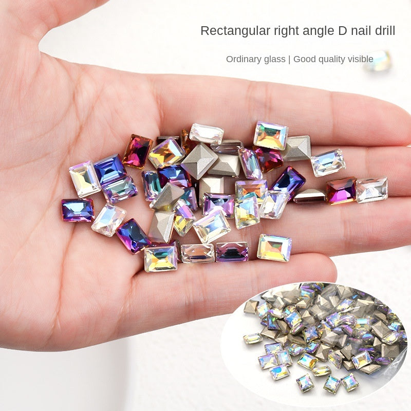 Step Cut Nail Art Rhinestones K9 Glass 6*8mm 20PCS Crystal Iridescent AB Clear Flatback Diamonds for Square Gems Stones
