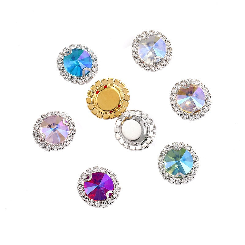 8/10mm Crystal Buckle Golden/ Wihte K Claws Edge Hand-stitched DIY Jewelry Shoe Accessories