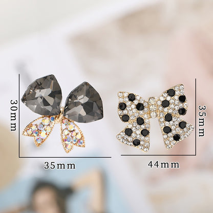 Creative Full Diamond Black and White Spot Alloy Bow DIY Phone Case Brooch Accessories