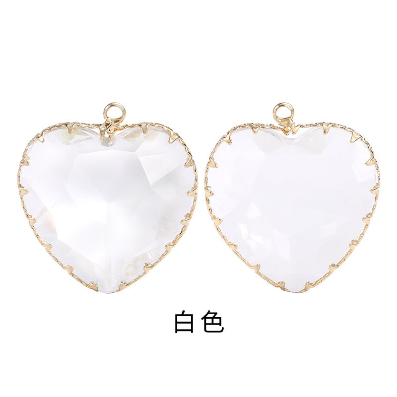 Fashion Transparent Love Heart Crystal Pendant for Earring Necklace Diy Making