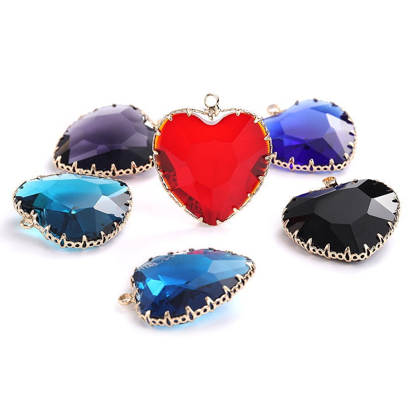 Fashion Transparent Love Heart Crystal Pendant for Earring Necklace Diy Making