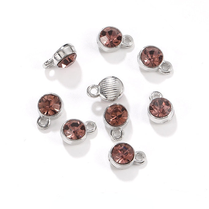 6MM Beads Pendant Shiny Crystal Diamond Glass Rhinestone  with Gold/Silver Zinc Base Necklace