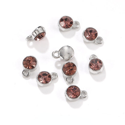 6MM Beads Pendant Shiny Crystal Diamond Glass Rhinestone  with Gold/Silver Zinc Base Necklace
