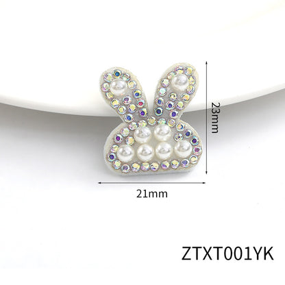 Cute Butterfly Bee Rabbit Crystal ABS Pearl Rhinestone Non-woven Fabric Patch for Decoration